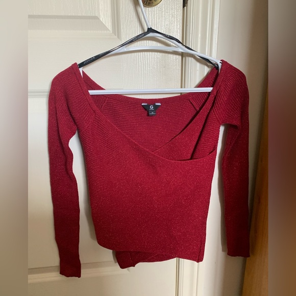 G by Guess Red Sparkly Top XS - Picture 2 of 7